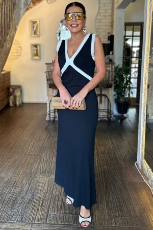 Vestido Malha Bicolor